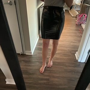 Leather black skirt